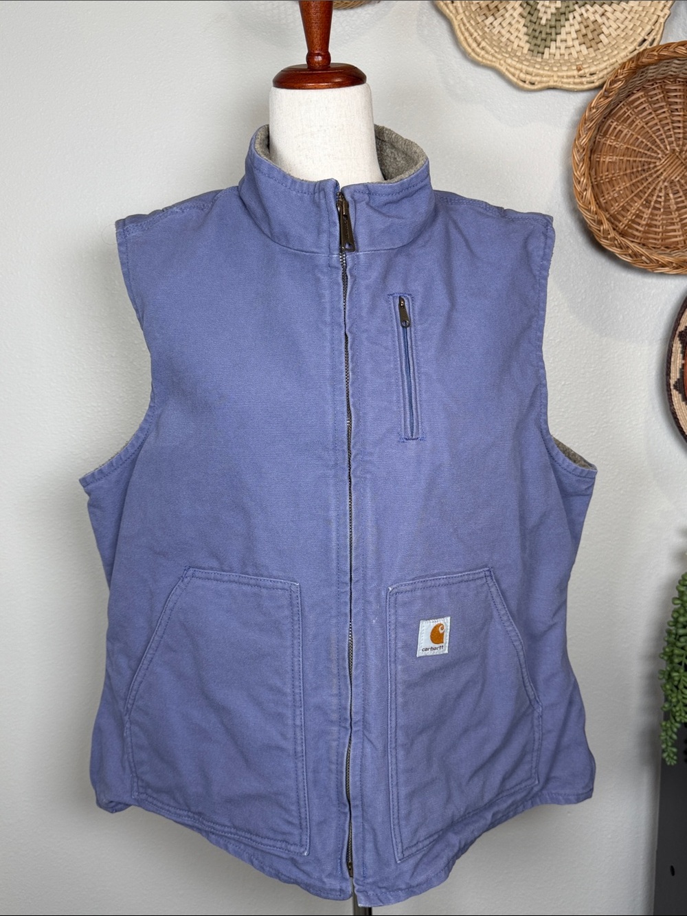 Womens Carhartt Sherpa Lined Vest Mock Neck Lavender WV001 BDK X-Large Reg